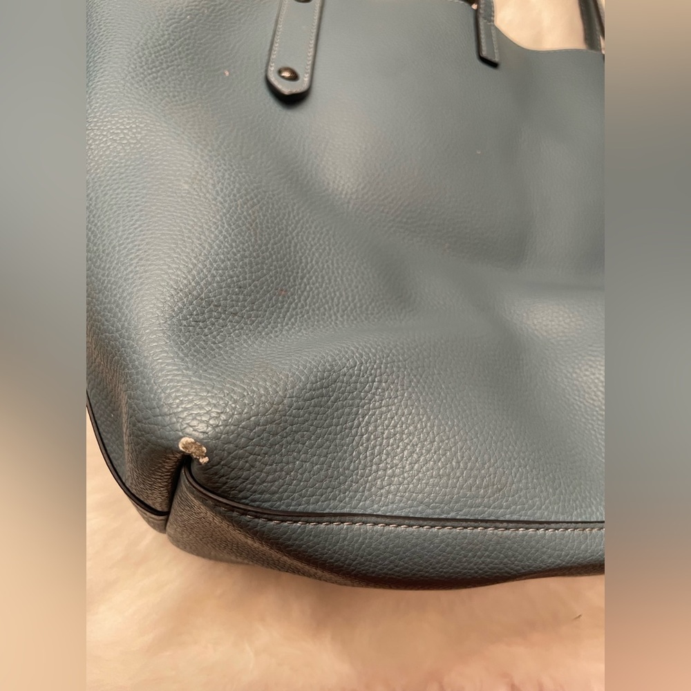 Coach Teal Leather Tote Bag - Picture 8 of 12